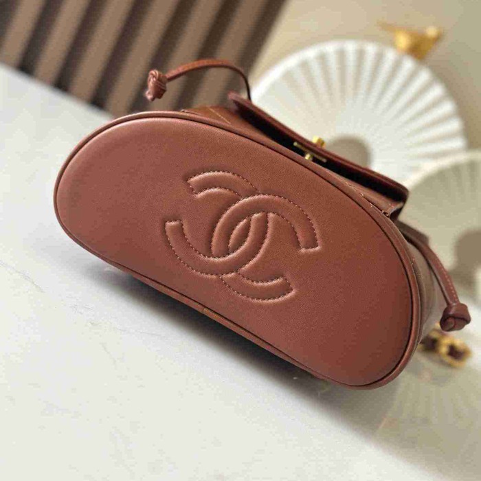 Chanel ヴィンテージ リュック ラムレザー ブラウン A2210 サイズ:21x20.5x10cm