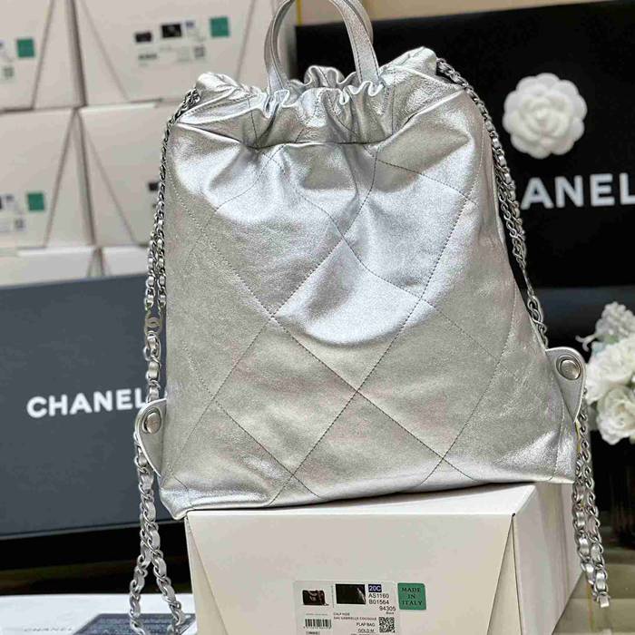 Chanel 22 シリーズ リュック オールレザー ブラック 3859 サイズ:34x29cm