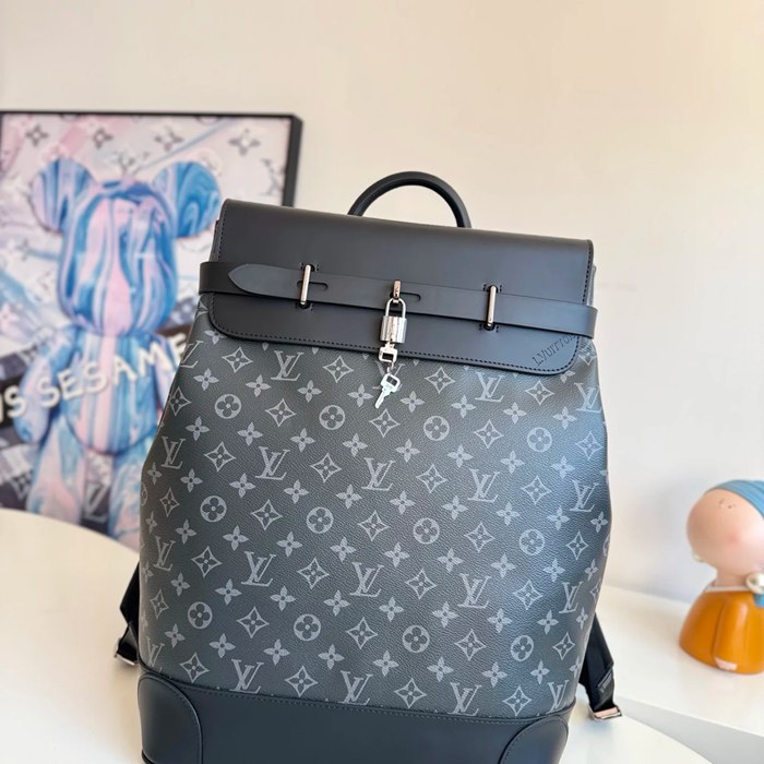 Louis Vuitton スチーマー リュック オールレザー ブラック M44052 サイズ:45x32x16cm
