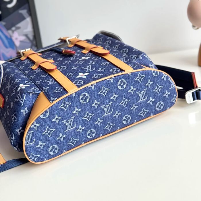Burberry クリストファー ミディアムリュック デニム ブルー M27554 サイズ:44x38x12.5cm