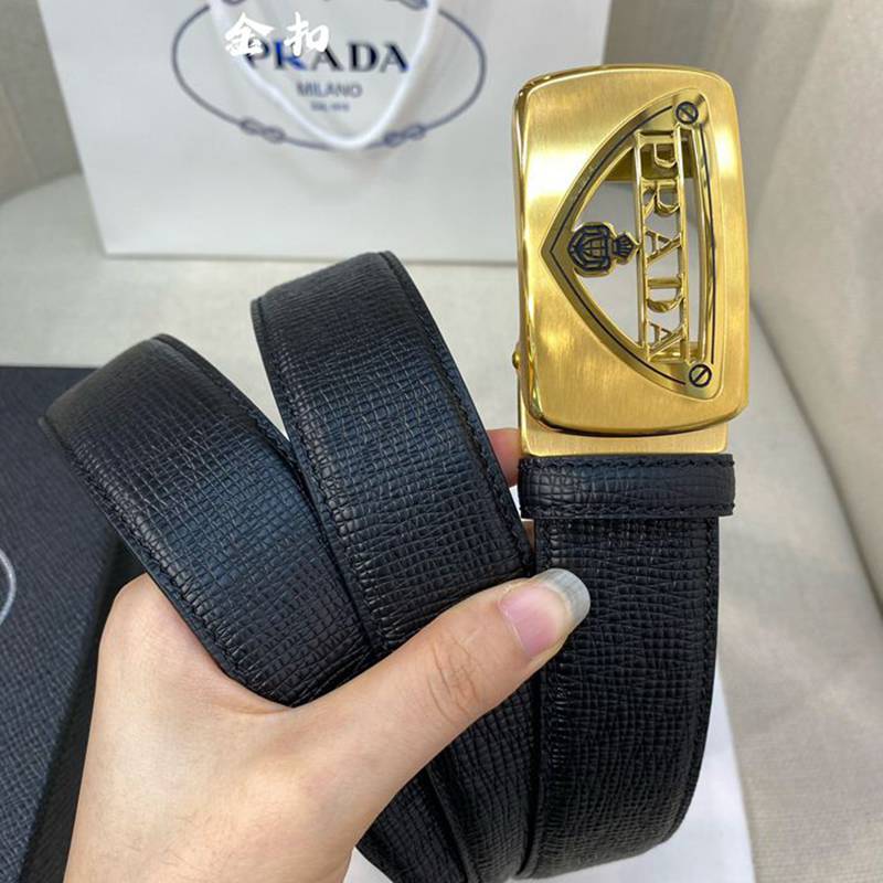 プラダ メンズ ベルト 自動バックル 34mm