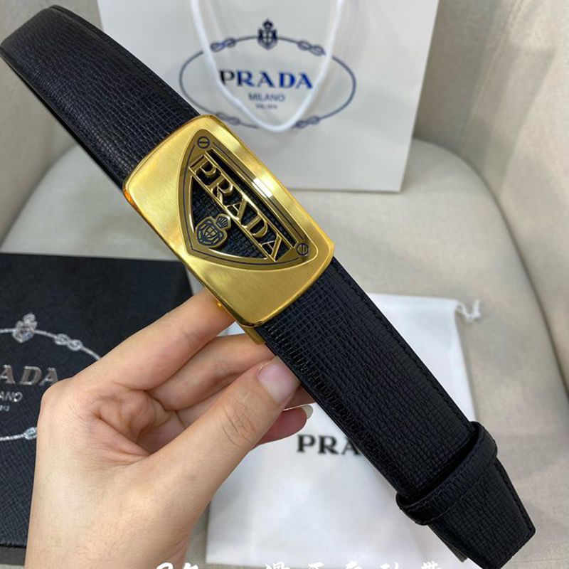プラダ メンズ ベルト 自動バックル 34mm