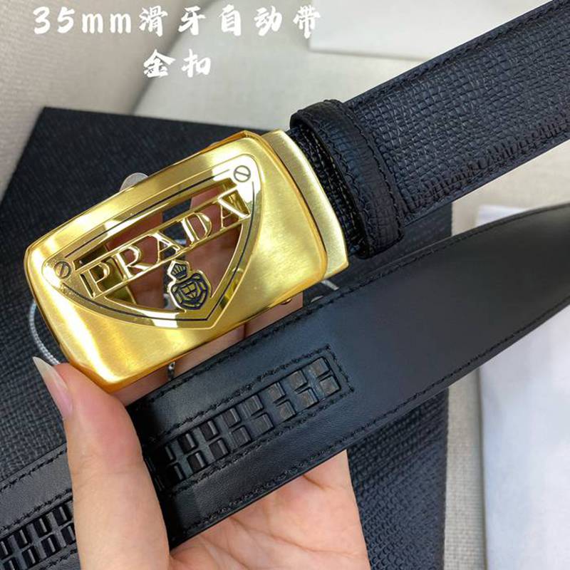プラダ メンズ ベルト 自動バックル 34mm