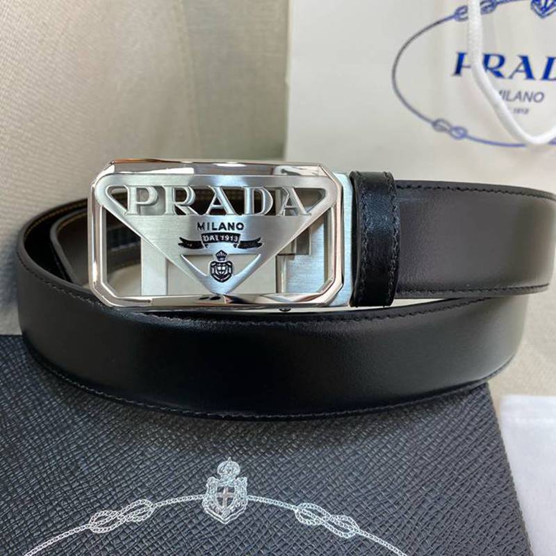 プラダ メンズ ベルト 自動バックル 34mm