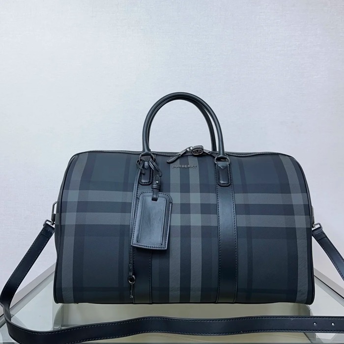 BURBERRY グレーチェックトラベルバッグ サイズ:50x27x25cm BURBERRY グレーチェックトラベルバッグ サイズ:50x27x25cm