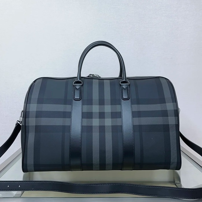 BURBERRY グレーチェックトラベルバッグ サイズ:50x27x25cm