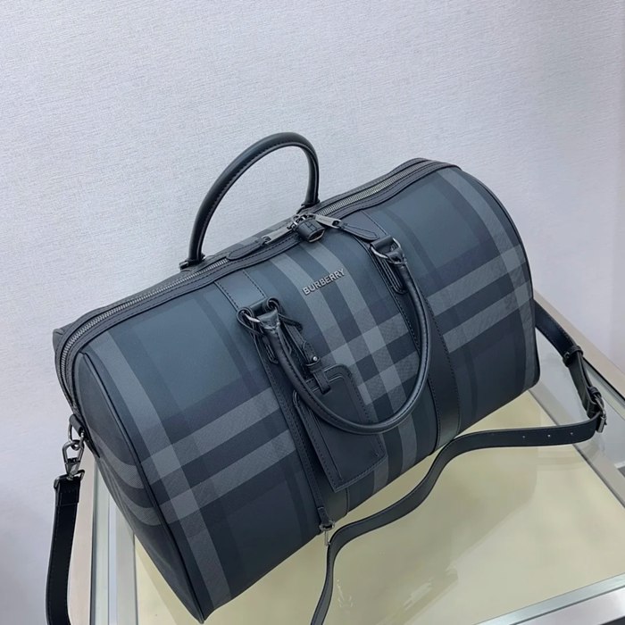 BURBERRY グレーチェックトラベルバッグ サイズ:50x27x25cm