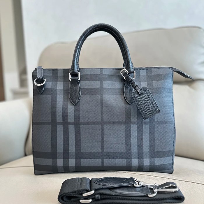 BURBERRY 4071 チェックブリーフケース スモークチェック サイズ:40x30cm BURBERRY 4071 チェックブリーフケース スモークチェック サイズ:40x30cm