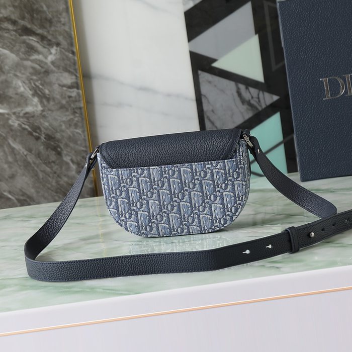 DIOR サドルメッセンジャー オブリーク 青 サイズ:20x13.5x5.5cm