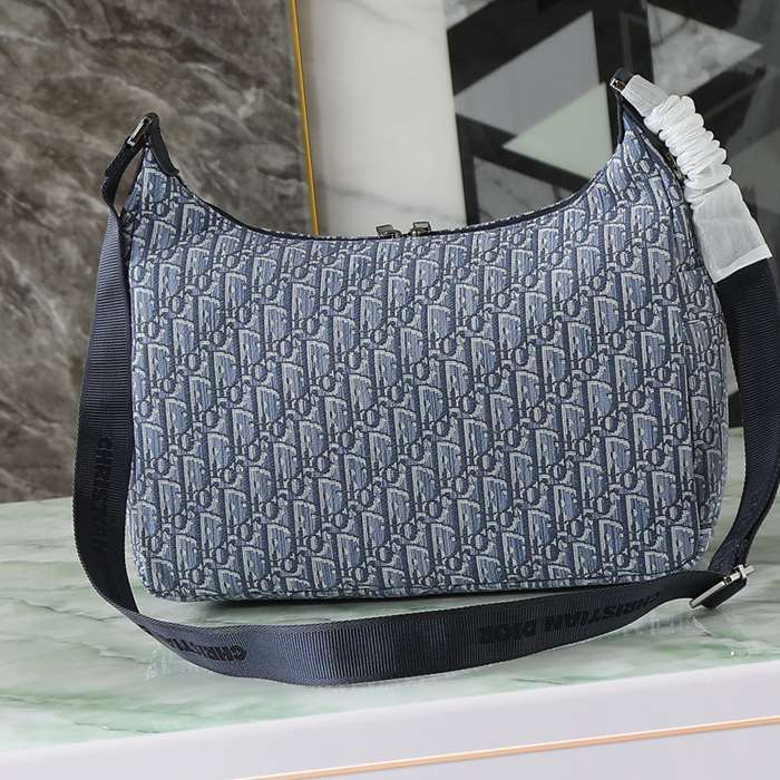 DIOR ライダーソフト餃子バッグ オブリーク 青 サイズ:36x30.5x14.5cm