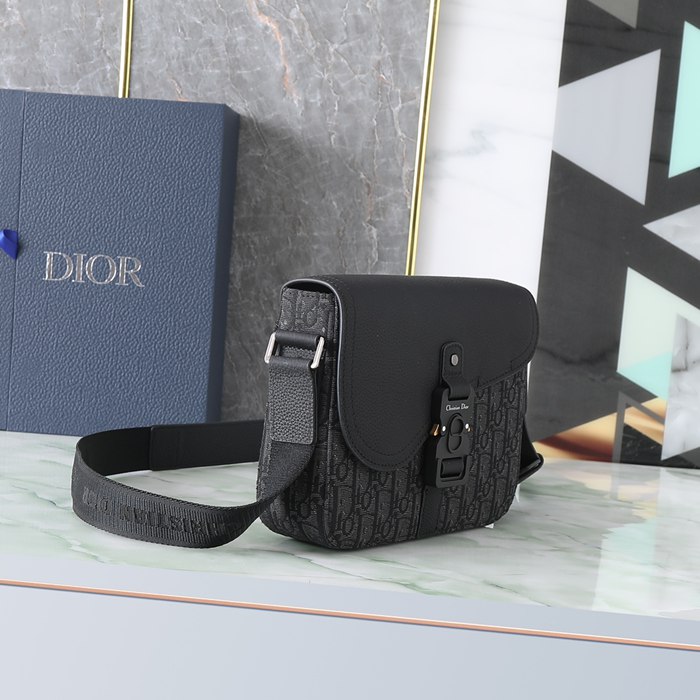 DIOR サドルメッセンジャー 黒布ジャガード サイズ:23x18cm