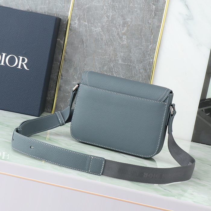 DIOR サドルメッセンジャー 粒面牛皮革 深灰 サイズ:23x17.5cm