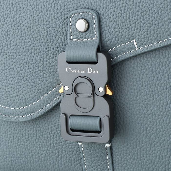 DIOR サドルメッセンジャー 粒面牛皮革 深灰 サイズ:23x17.5cm