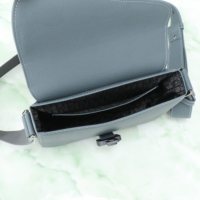 DIOR サドルメッセンジャー 粒面牛皮革 深灰 サイズ:23x17.5cm