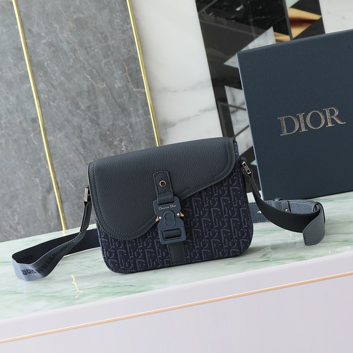 DIOR サドルメッセンジャー オブリーク ネイビー サイズ:23x18cm