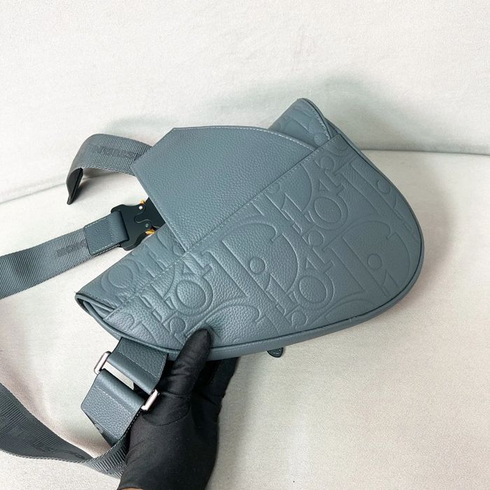DIOR グラビティオールレザーサドルバッグ グレー サイズ:27x5cm
