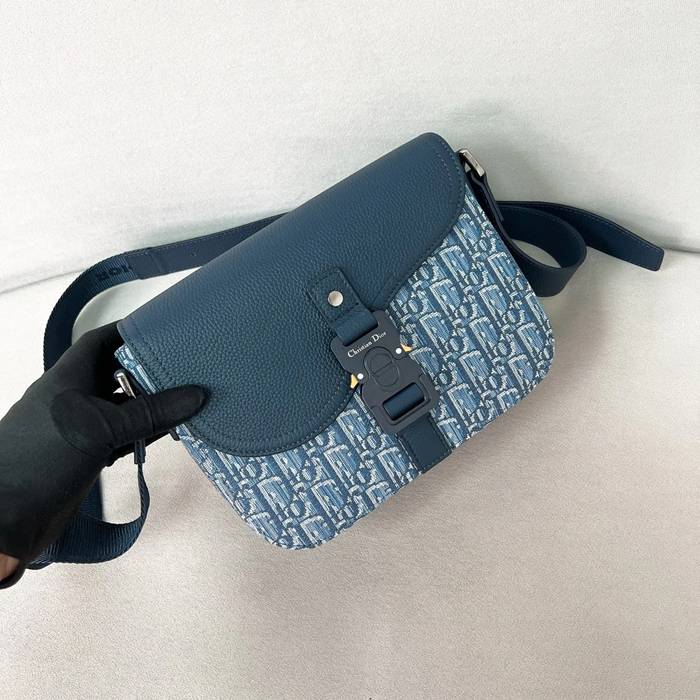 DIOR サドルメッセンジャー ブルー サイズ:23x18cm