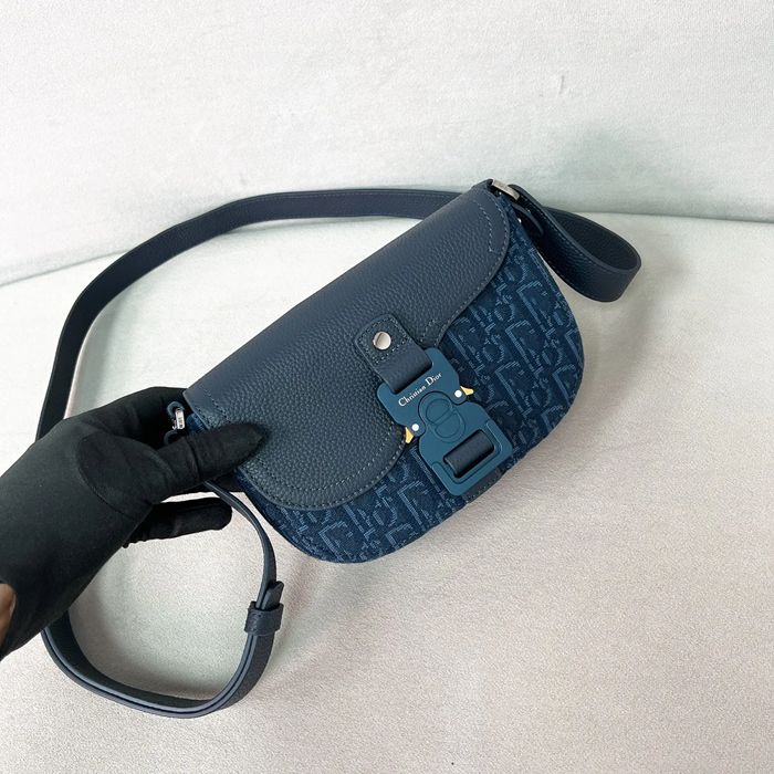 DIOR サドルメッセンジャー mini ネイビー サイズ:19.5x13x4.3cm