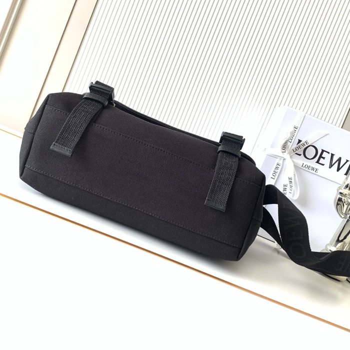 LOEWE 9100 中キャンバスメッセンジャー フレックス 黒 サイズ:38x27x9.5cm
