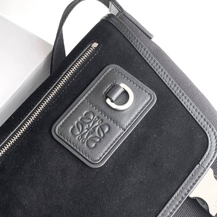 LOEWE 9100 中キャンバスメッセンジャー フレックス 黒 サイズ:38x27x9.5cm
