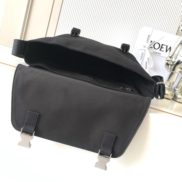 LOEWE 9100 中キャンバスメッセンジャー フレックス 黒 サイズ:38x27x9.5cm
