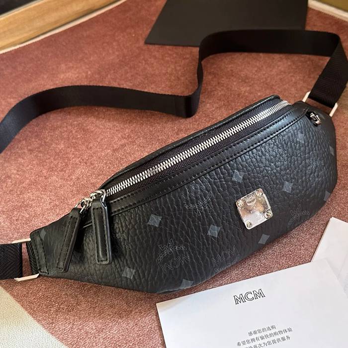 MCM スターク ヴィゼトス ウエストバッグ クラシックプリント ブラック サイズ:34x12cm