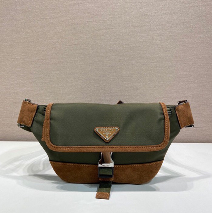 PRADA 2VH176 ナイロンウエストバッグ 麝香緑 サイズ:18x15cm