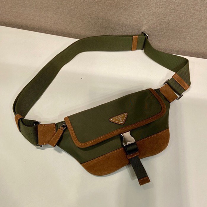 PRADA 2VH176 ナイロンウエストバッグ 麝香緑 サイズ:18x15cm
