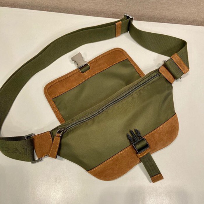 PRADA 2VH176 ナイロンウエストバッグ 麝香緑 サイズ:18x15cm