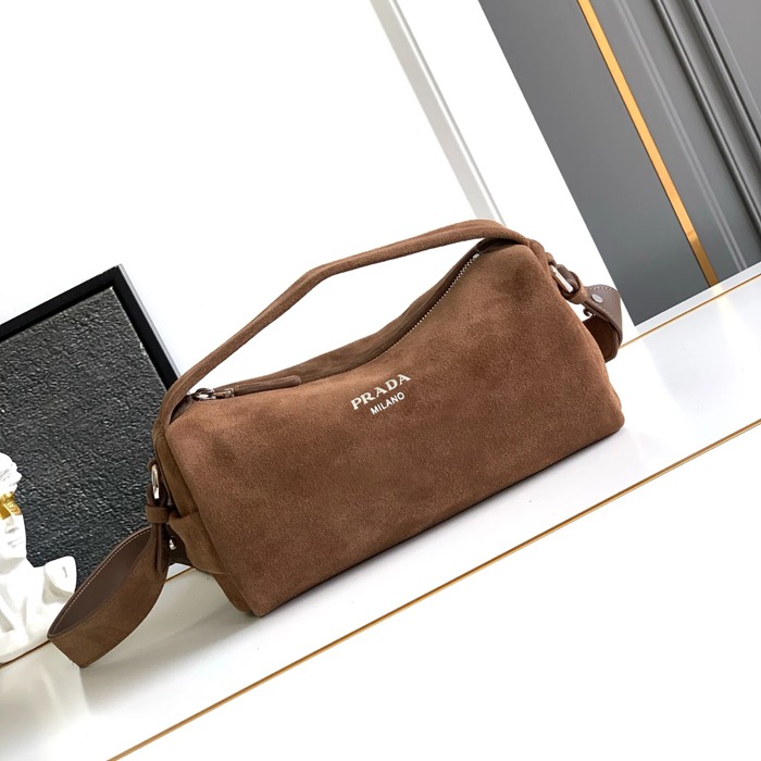 PRADA 2VH188 ボストンハンドバッグ スエード サイズ:24x11x11cm PRADA 2VH188 ボストンハンドバッグ スエード サイズ:24x11x11cm