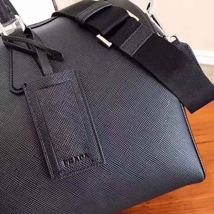 PRADA 2VC018 十字紋牛皮トラベルバッグ 配色 サイズ:45.5x25x17cm