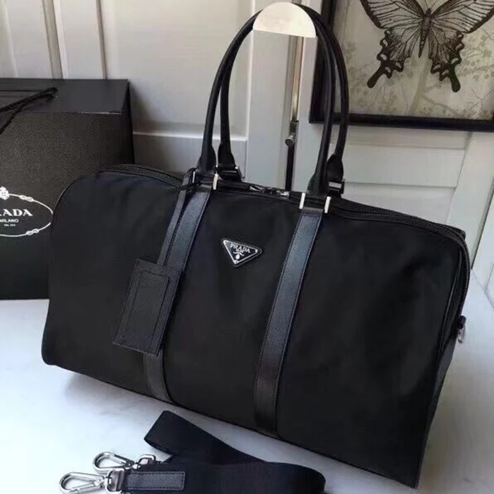 PRADA 1V19S パラシュート素材トラベルバッグ サイズ:48x26x16.5cm