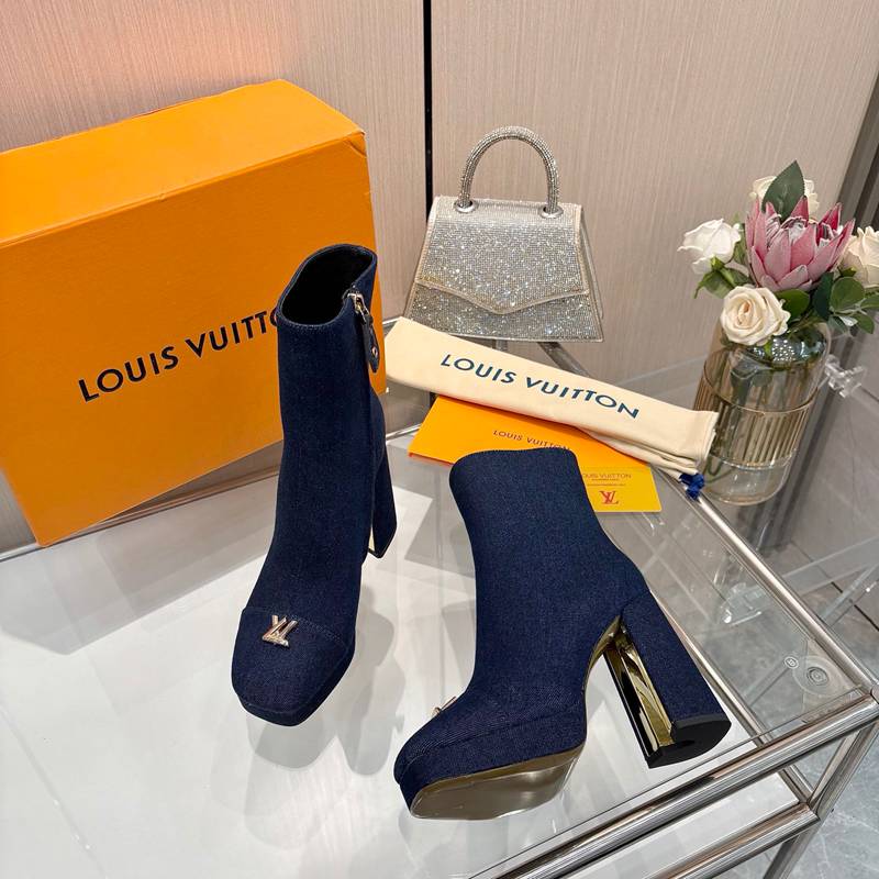 【LOUISVUITTON】ショートブーツ厚底ハイヒールブーツレディース