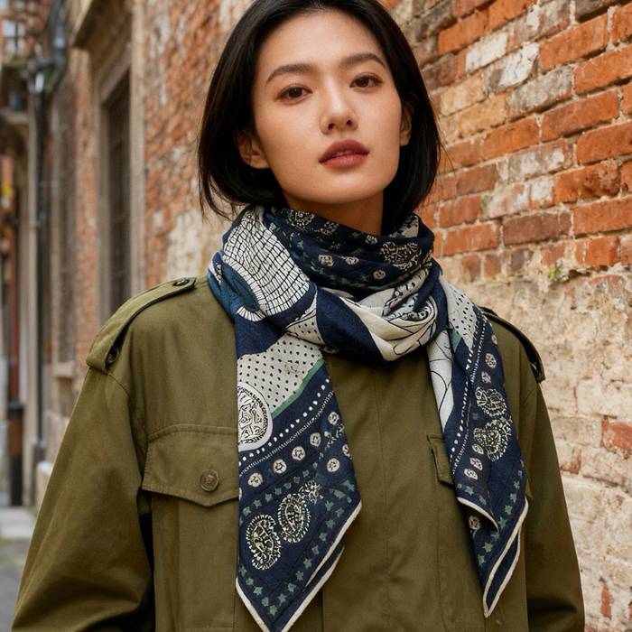 エルメス カシミヤ新作。両面同色。立体パターン。70%カシミヤ30%シルク 140cmx140cm