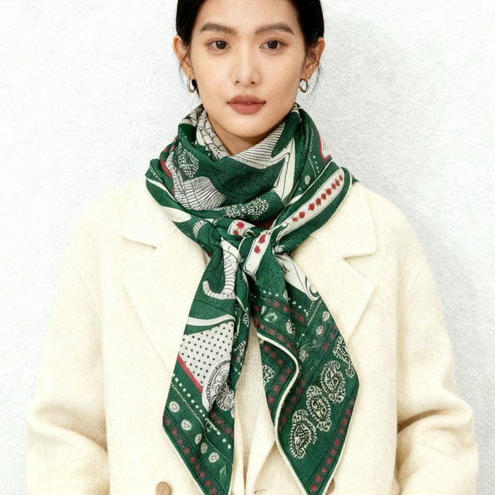 エルメス カシミヤ新作。両面同色。立体パターン。70%カシミヤ30%シルク 140cmx140cm