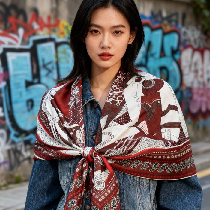 エルメス カシミヤ新作。両面同色。立体パターン。70%カシミヤ30%シルク 140cmx140cm