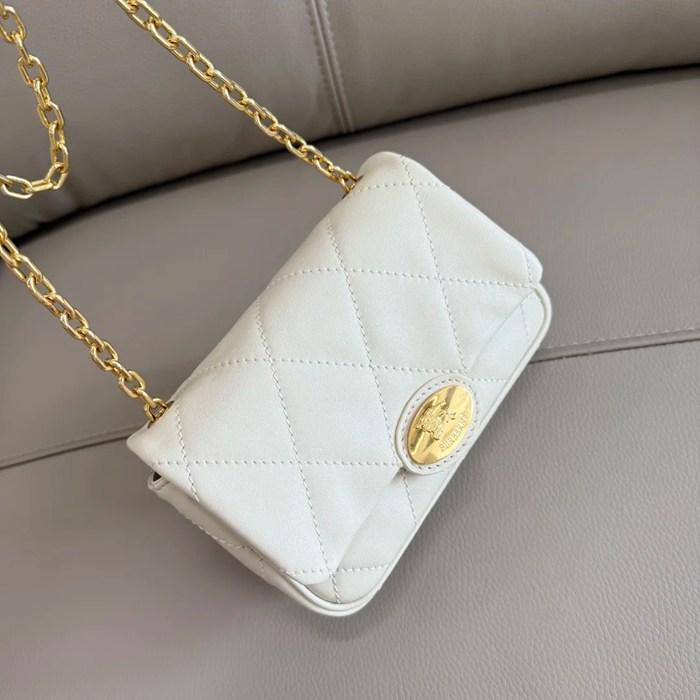 BURBERRY 6411 カーフスキン ゴールド 斜め掛けバッグ カーフスキン 19x13cm サイズ:19x13cm