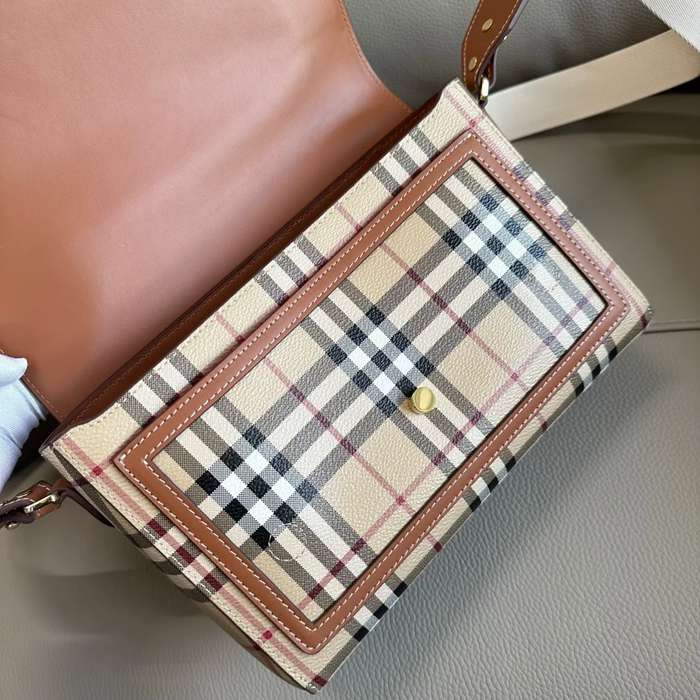 BURBERRY 9061 キャンバス ゴールド 斜め掛けバッグ クラシックチェック 25x18cm サイズ:25x18cm