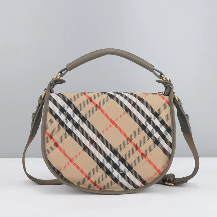 BURBERRY 81201 カーフレザー ゴールド 斜め掛けバッグ クラシックチェック 28x19x11cm サイズ:28x19x11cm