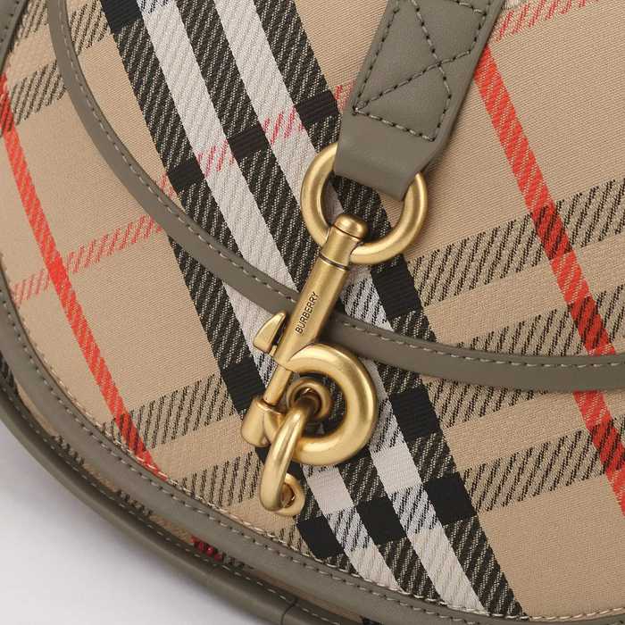 BURBERRY 81201 カーフレザー ゴールド 斜め掛けバッグ クラシックチェック 28x19x11cm サイズ:28x19x11cm
