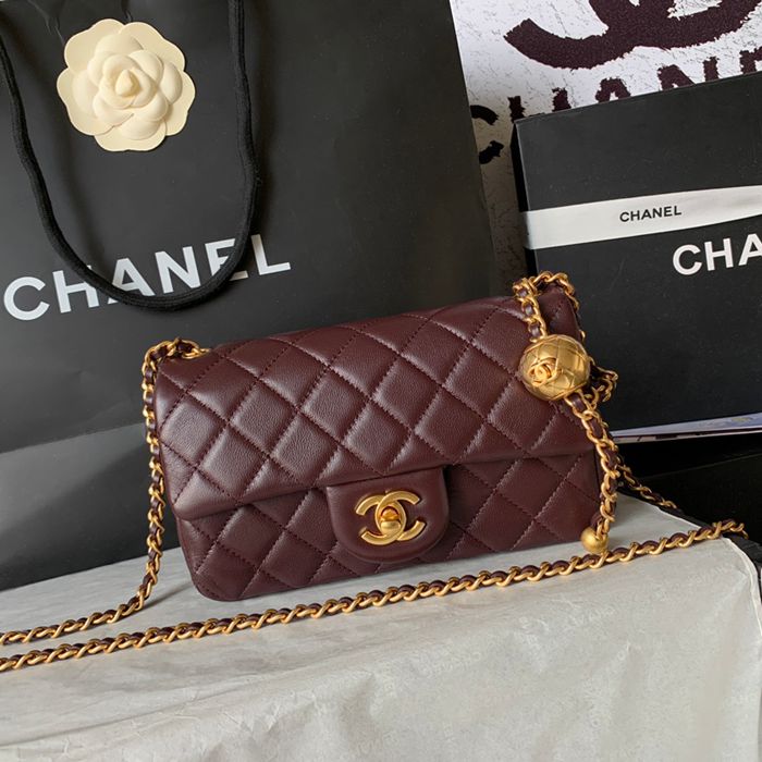 CHANEL AS1787 ラムレザー ゴールド ショルダーバッグ ファッショナブル 20×13×7cm サイズ:20×13×7cm