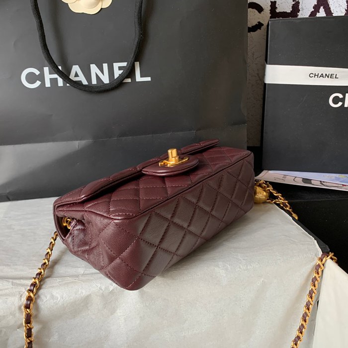 CHANEL AS1787 ラムレザー ゴールド ショルダーバッグ ファッショナブル 20×13×7cm サイズ:20×13×7cm