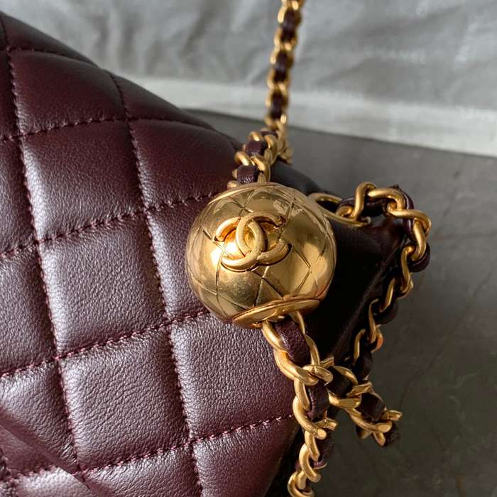 CHANEL AS1787 ラムレザー ゴールド ショルダーバッグ ファッショナブル 20×13×7cm サイズ:20×13×7cm