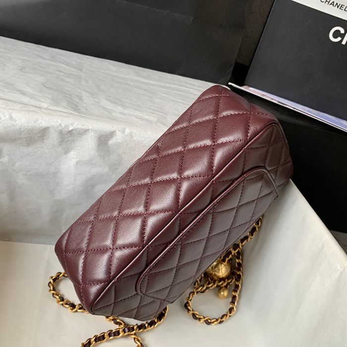 CHANEL AS1787 ラムレザー ゴールド ショルダーバッグ ファッショナブル 20×13×7cm サイズ:20×13×7cm
