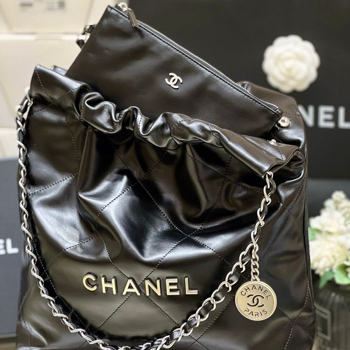 CHANEL 3260 カーフレザー ブラック×シルバー クラシック ファッショナブル 37×35×7cm サイズ:37×35×7cm