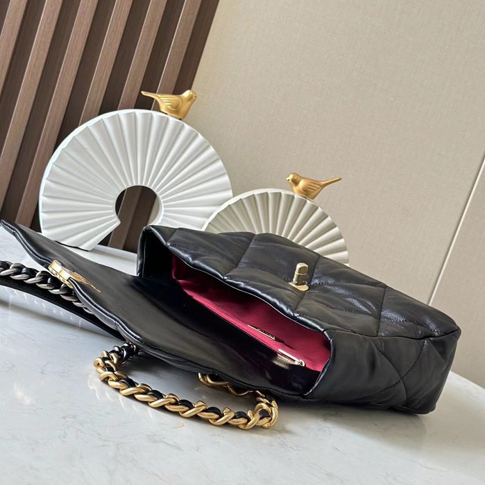 CHANEL 1161 ラムレザー 菱格紋 ブラック 口蓋バッグ クラシック ファッショナブル 30×20×10cm サイズ:30×20×10cm