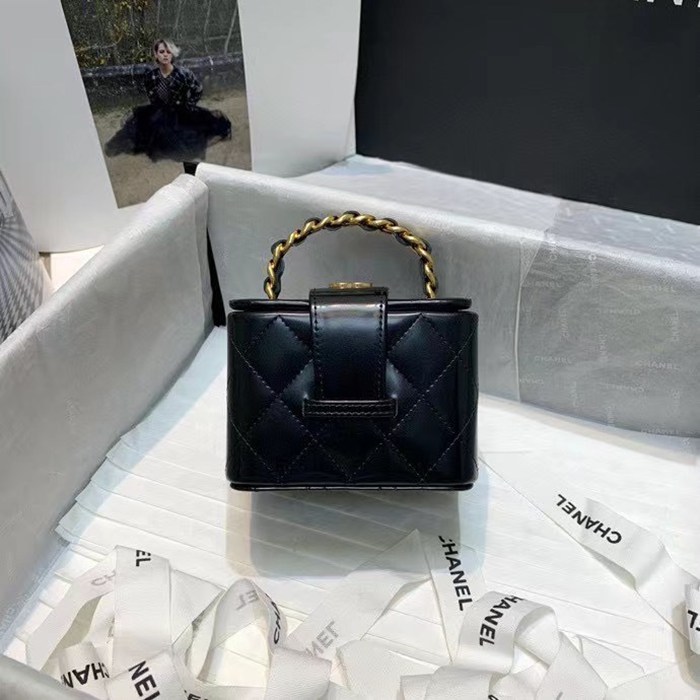 CHANEL ブラック×グリーン ハンドバッグ 小 11×9.5×8.5cm サイズ:11×9.5×8.5cm