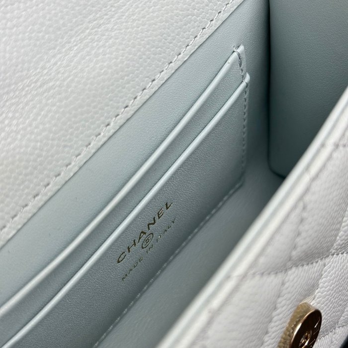 CHANEL 99188 カーフレザー 荔枝紋 ゴールド 斜め掛けバッグ クラシック 小 14.5×11.5×5.5cm サイズ:14.5×11.5×5.5cm