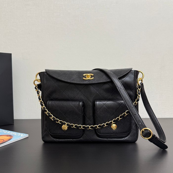 CHANEL 99464 カーフレザー 荔枝紋 ショルダーバッグ ヴィンテージ ファッショナブル 30×20×5cm サイズ:30×20×5cm