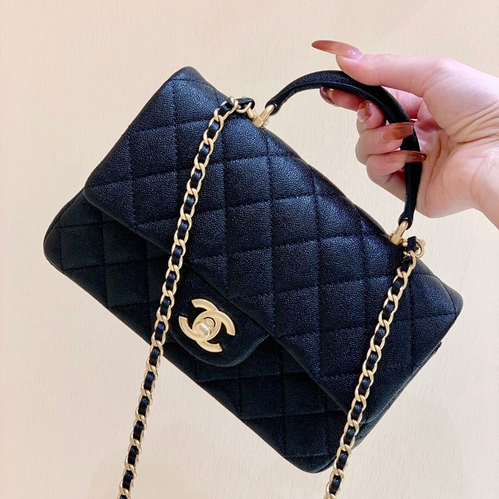 CHANEL カーフレザー ブラック×ホワイト×ピンク×ゴールド×シルバー ハンドバッグ クラシック 小 20×13×9cm サイズ:20×13×9cm